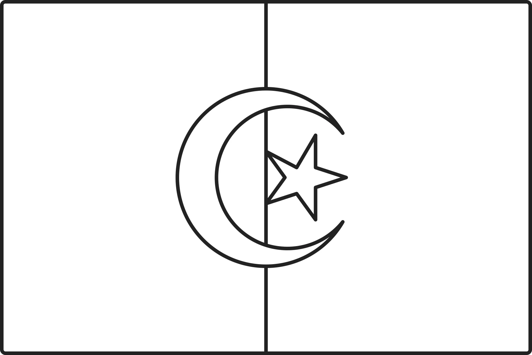 Free printable Algeria flag colouring page outline