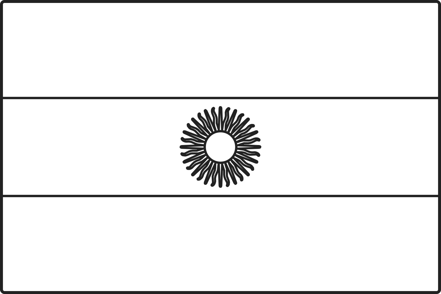 Free printable Argentina flag colouring page outline