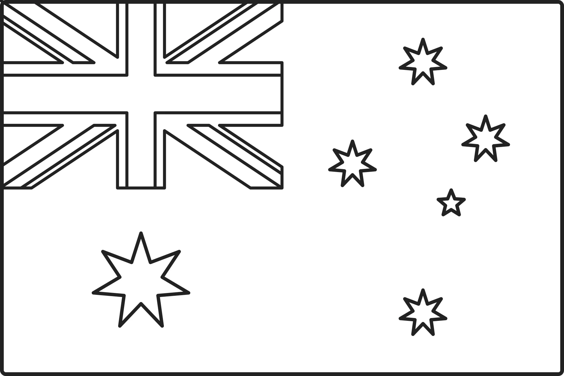 Free printable Australia flag colouring page outline
