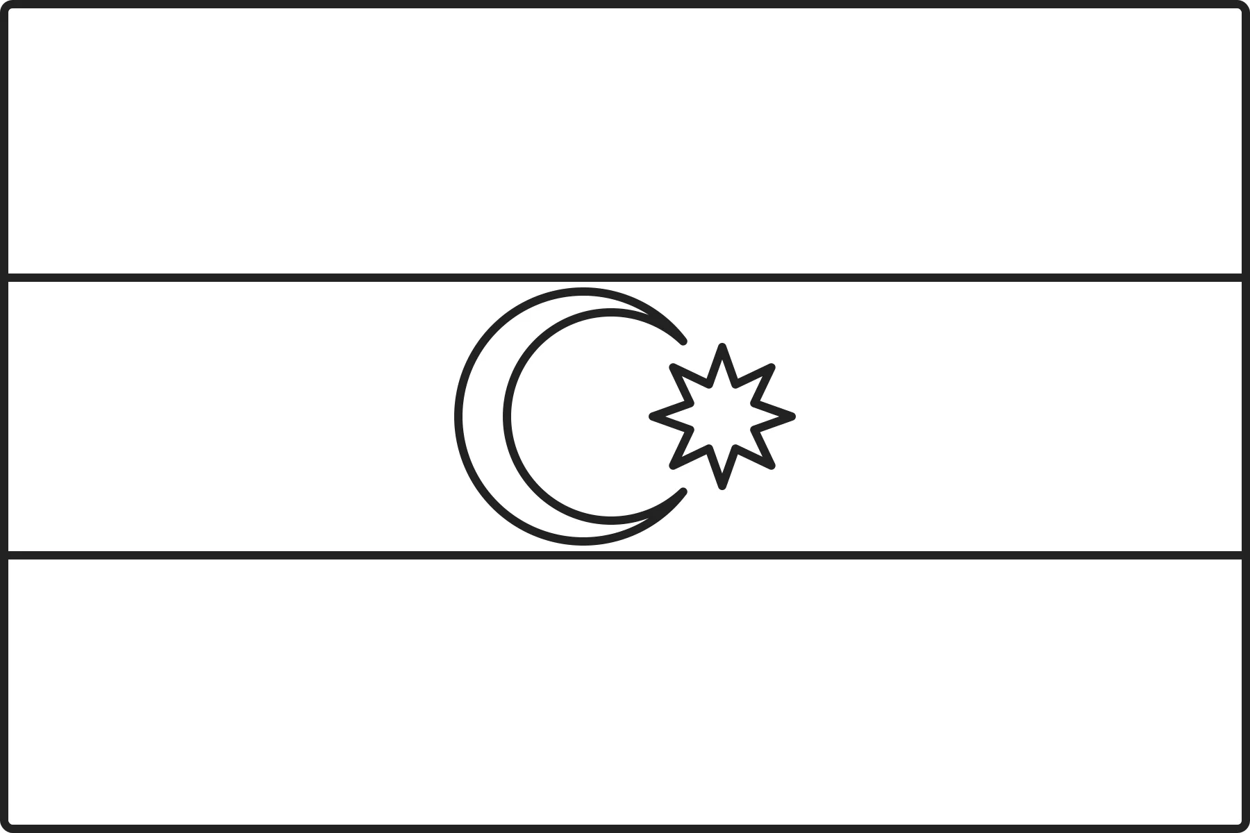 Free printable Azerbaijan flag colouring page outline
