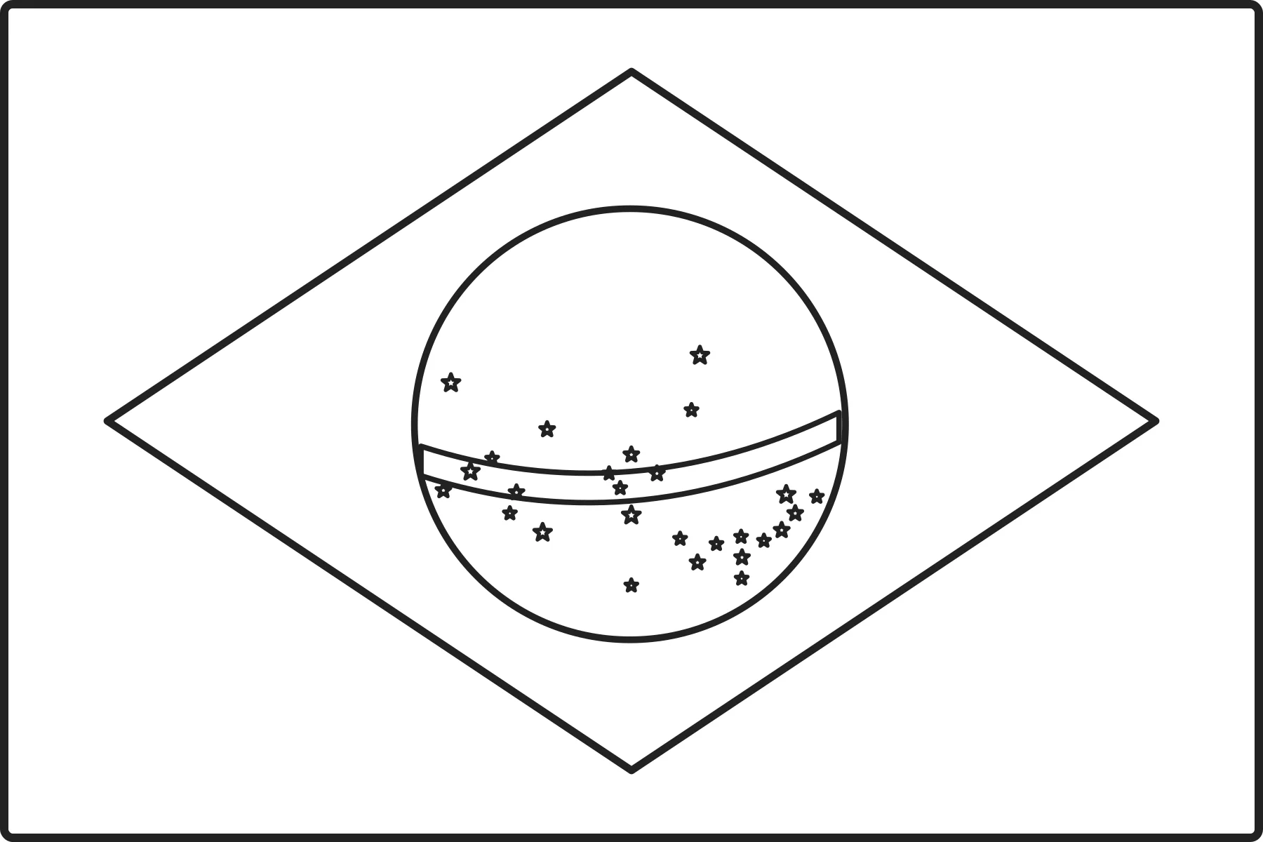 Free printable Brazil flag colouring page outline
