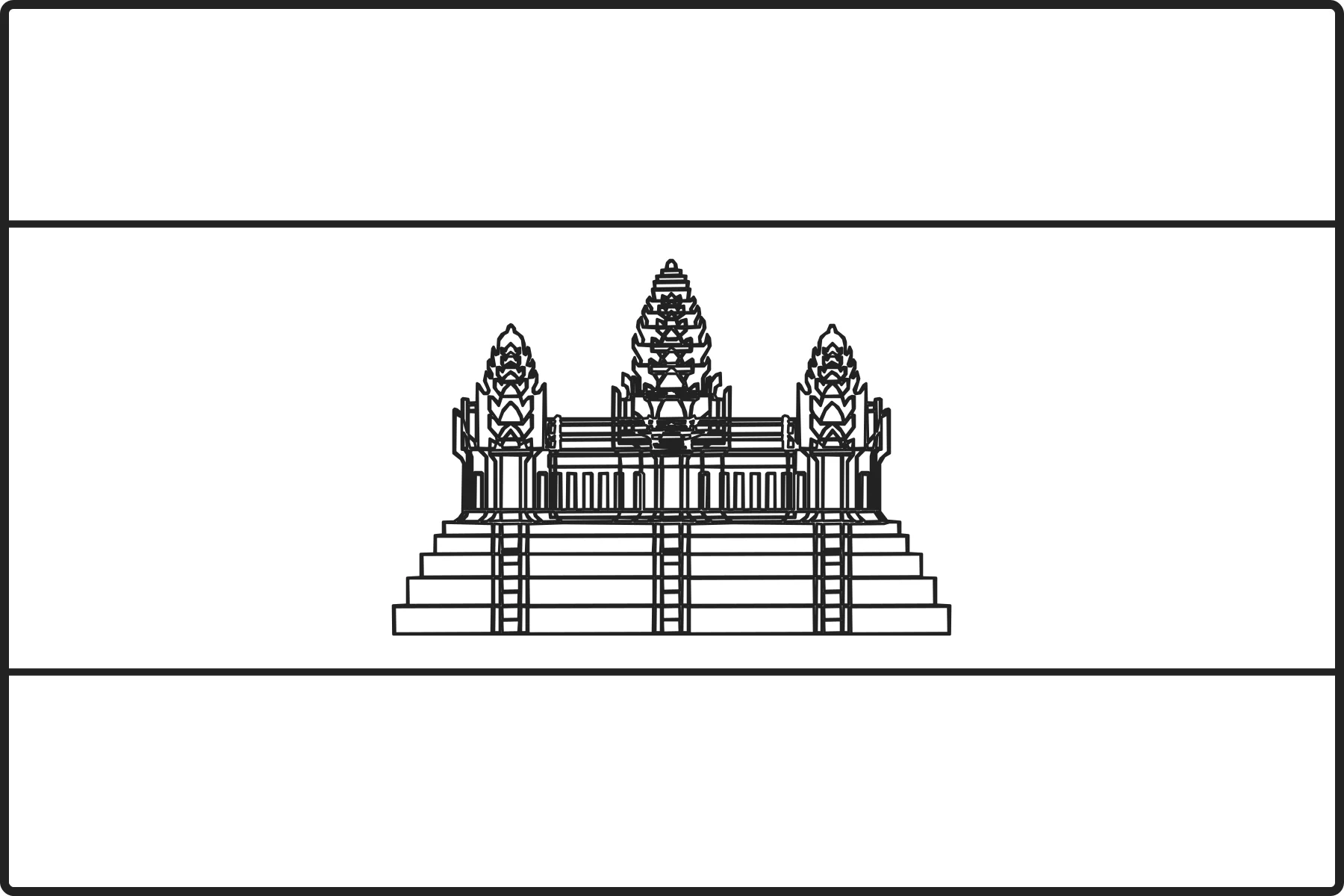 Free printable Cambodia flag colouring page outline