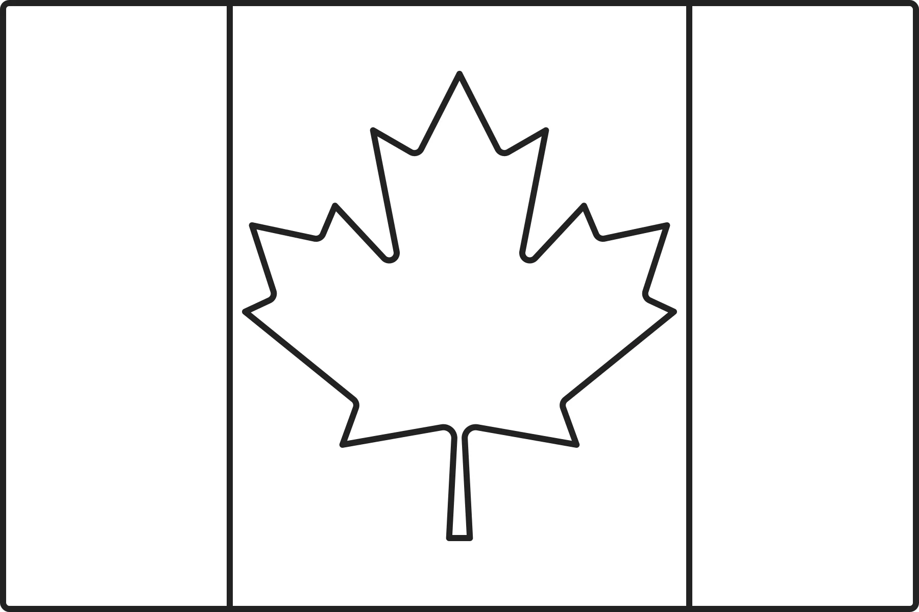 Free printable Canada flag colouring page outline