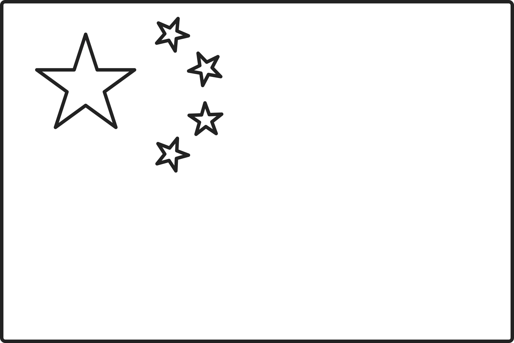 Free printable China flag colouring page outline
