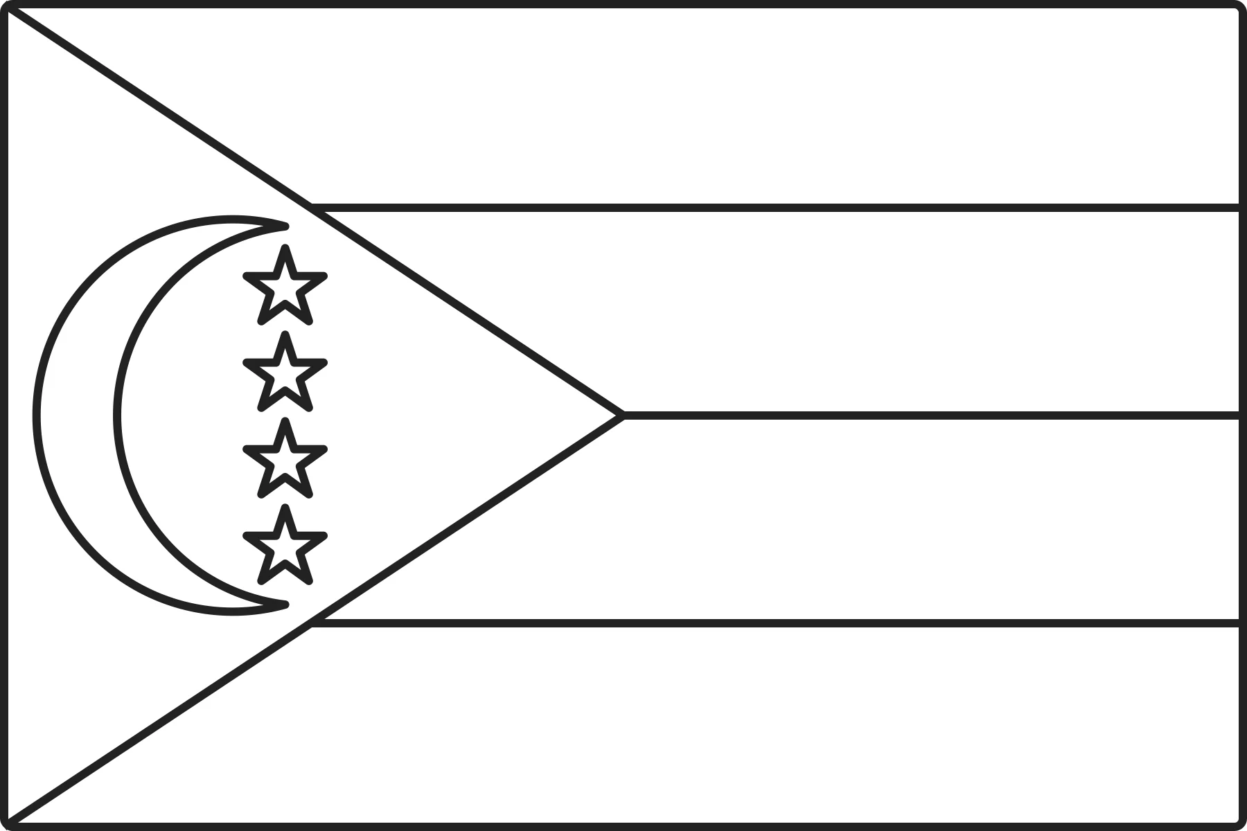 Free printable Comoros flag colouring page outline