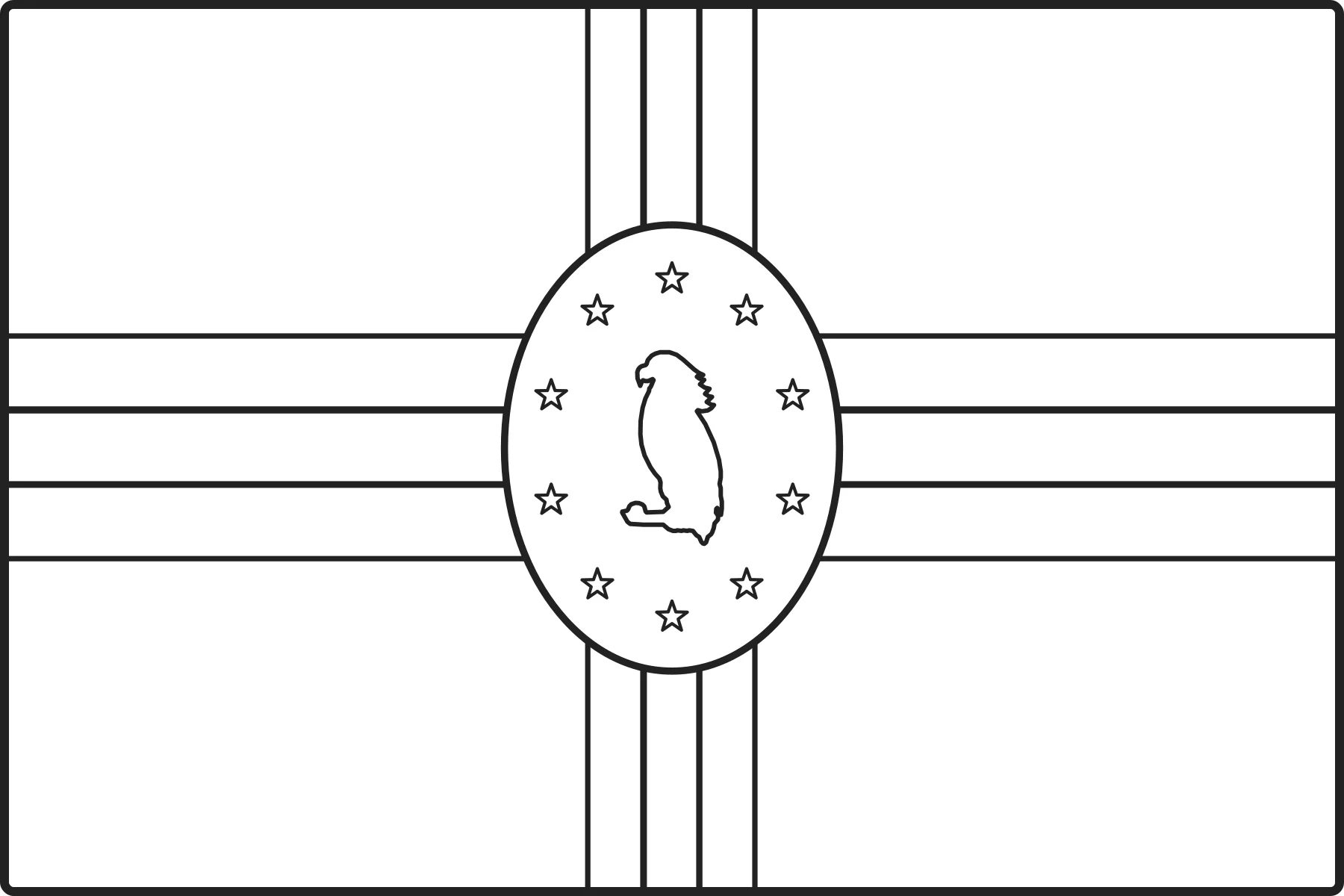 Free printable Dominica flag colouring page outline