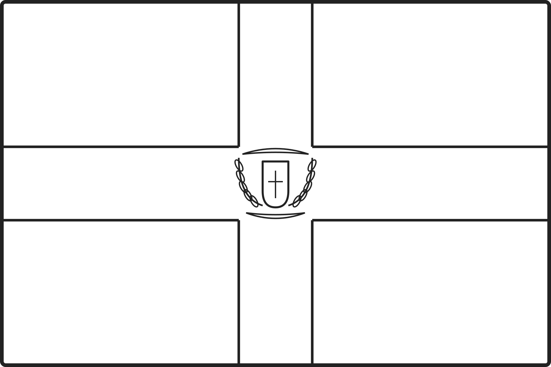 Free printable Dominican Republic flag colouring page outline