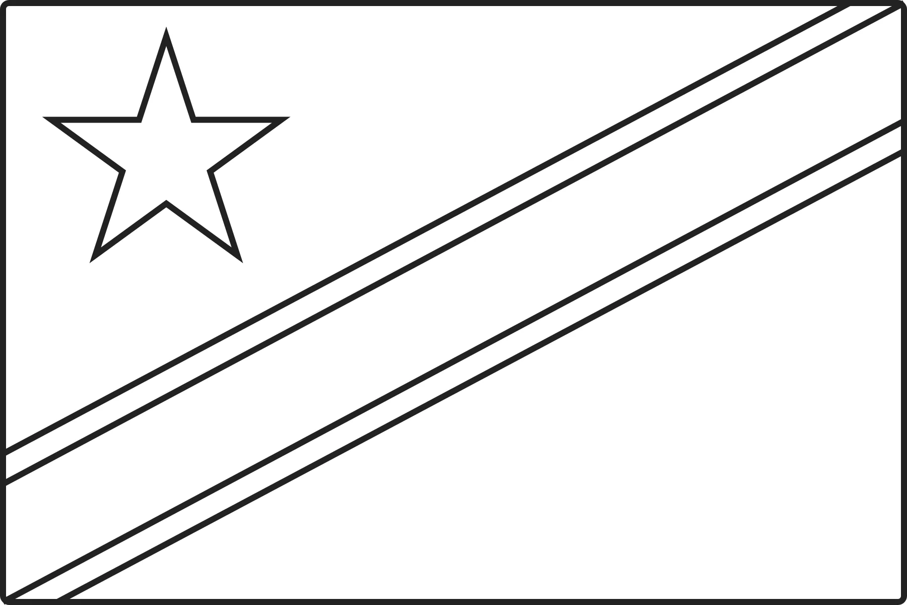 Free printable DR Congo flag colouring page outline