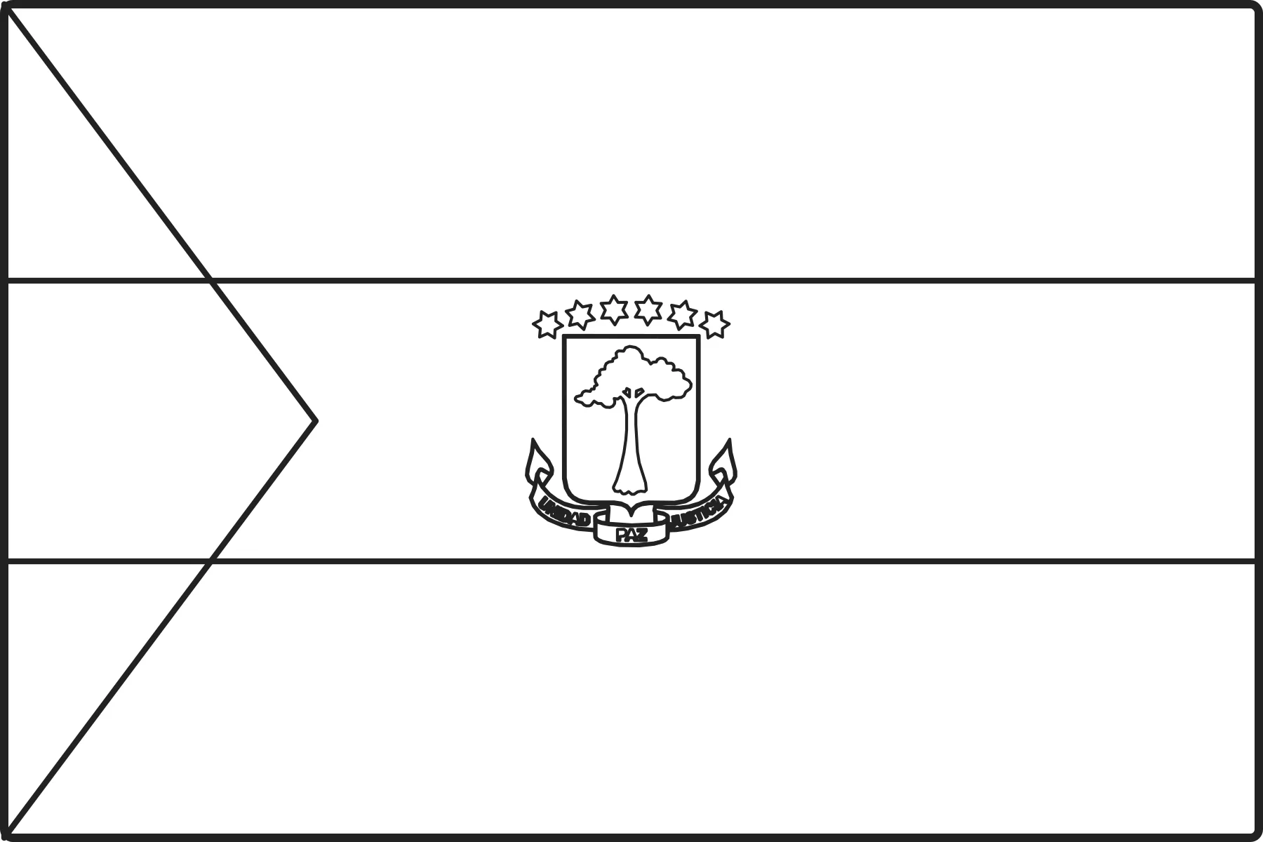 Free printable Equatorial Guinea flag colouring page outline