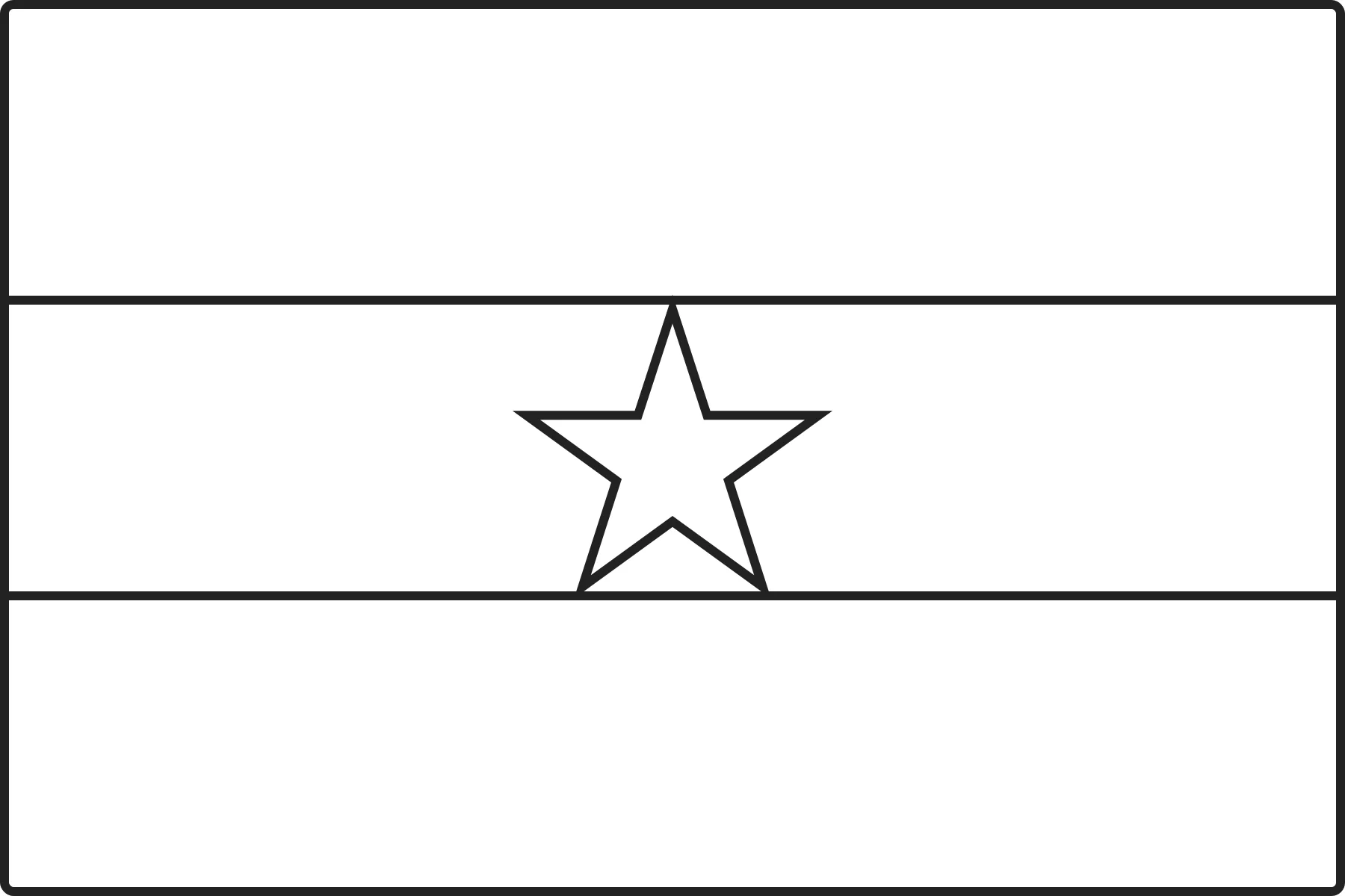 Free printable Ghana flag colouring page outline