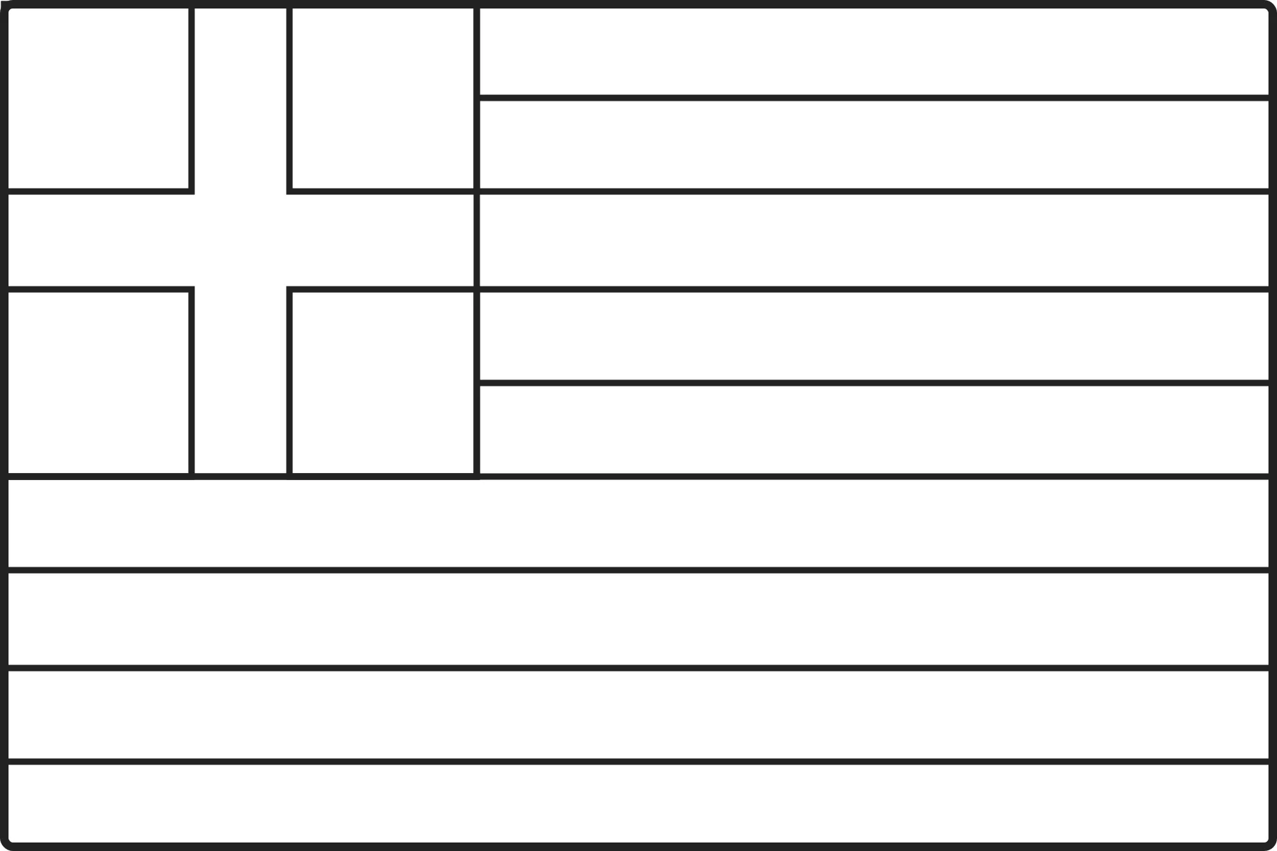 Free printable Greece flag colouring page outline