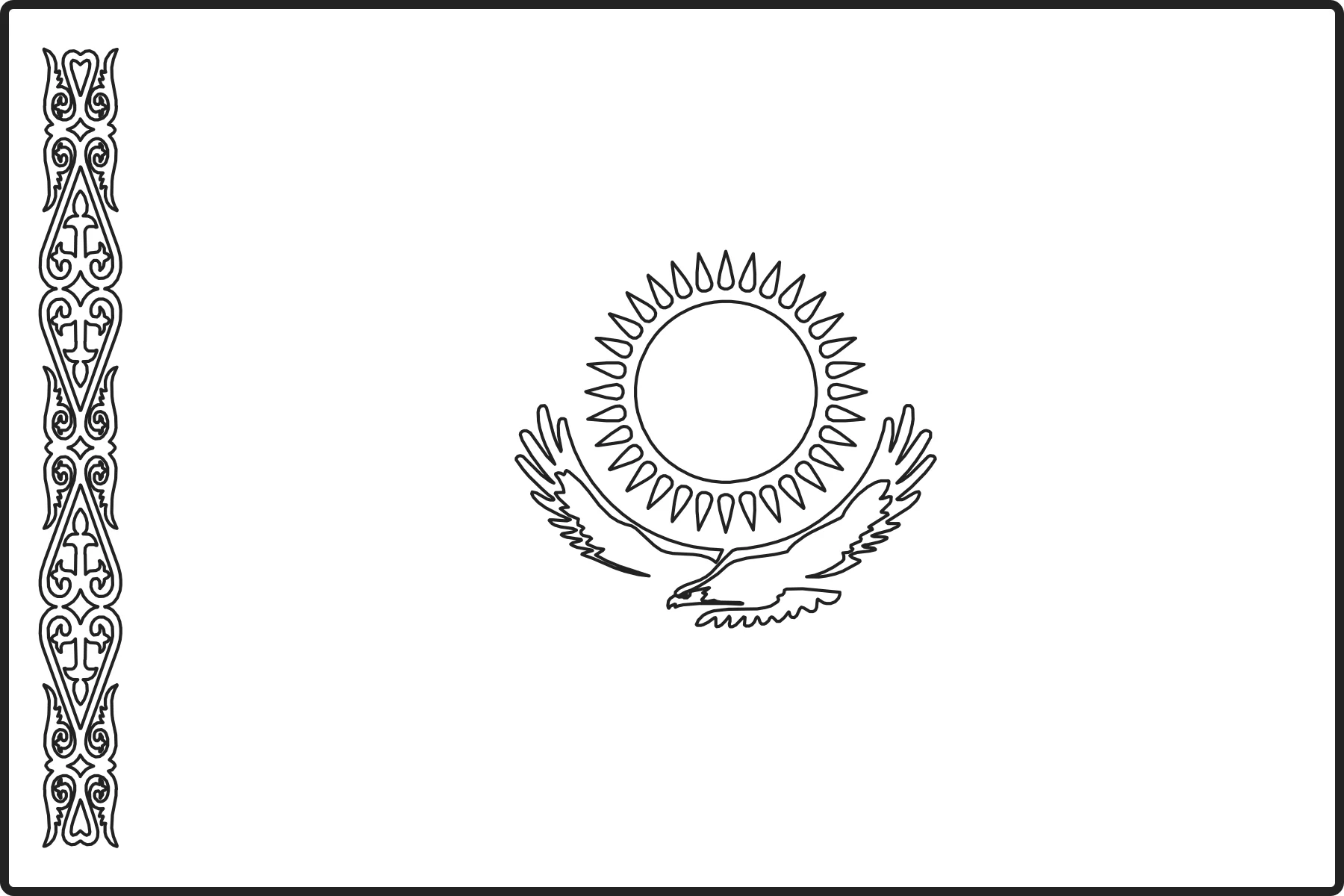 Free printable Kazakhstan flag colouring page outline
