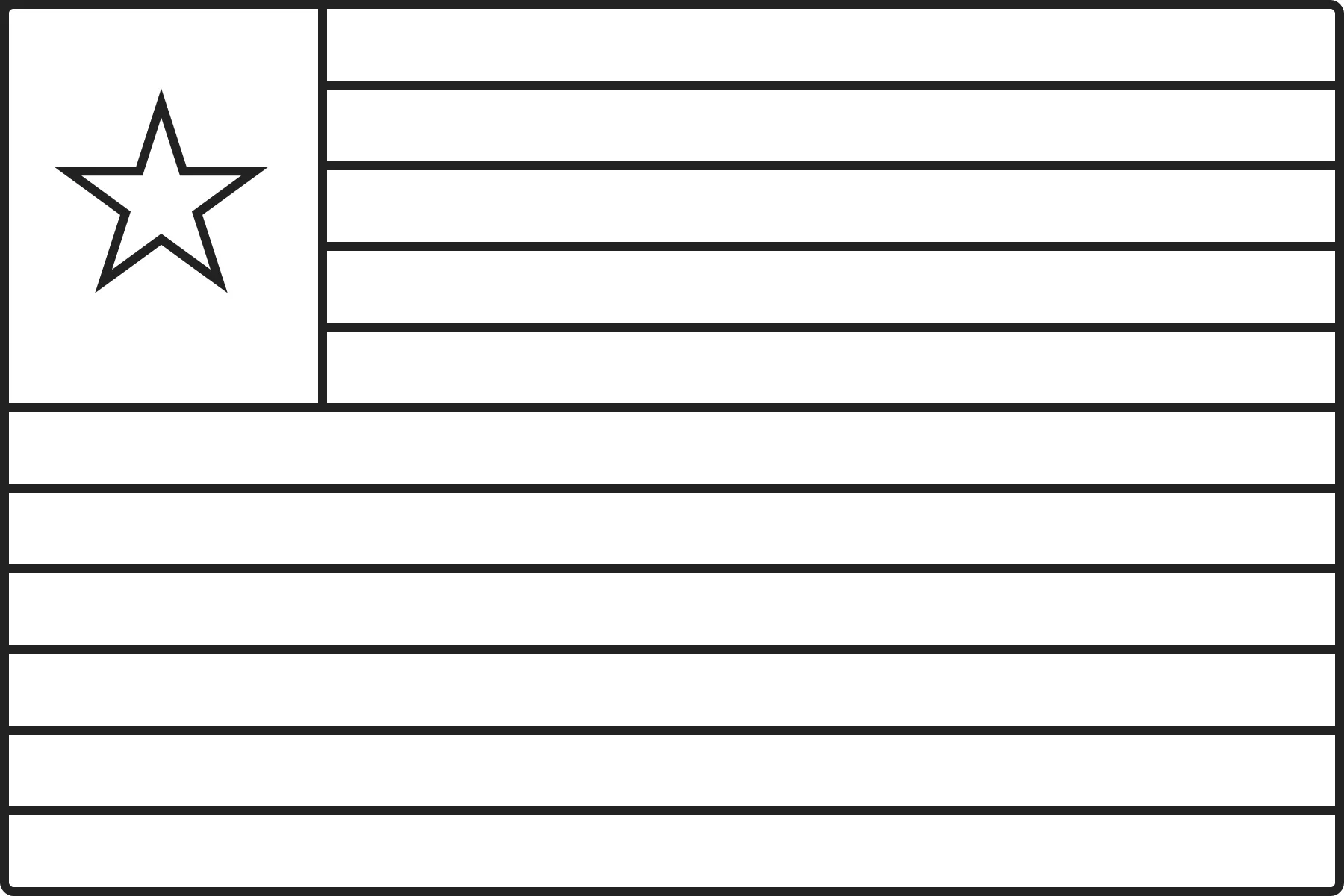 Free printable Liberia flag colouring page outline