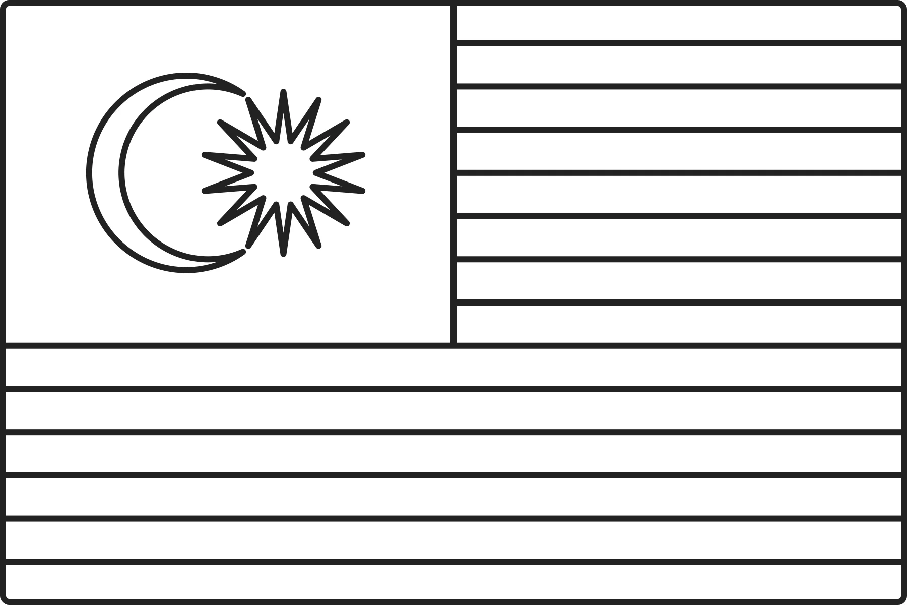 Free printable Malaysia flag colouring page outline