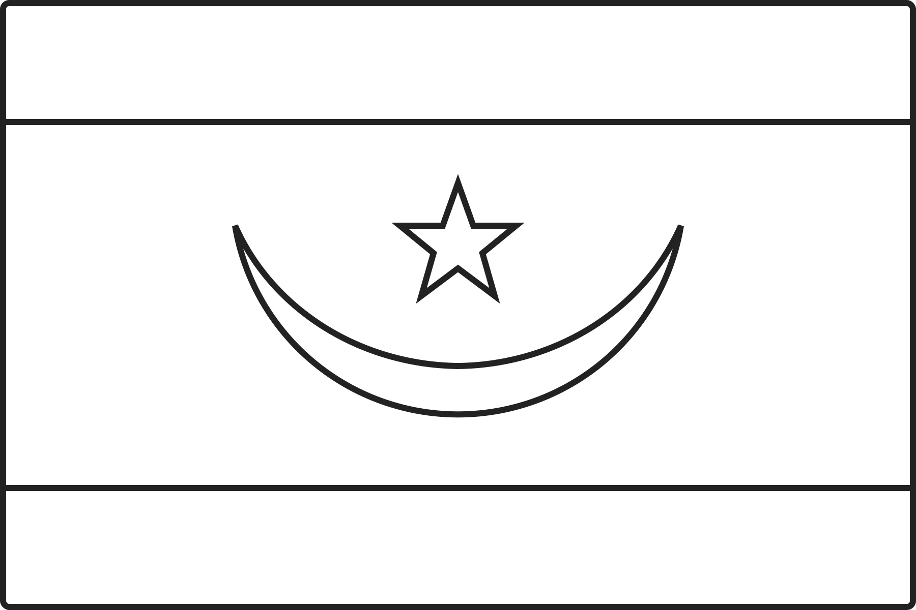 Free printable Mauritania flag colouring page outline