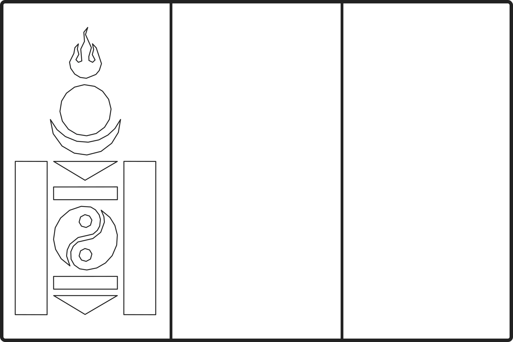 Free printable Mongolia flag colouring page outline