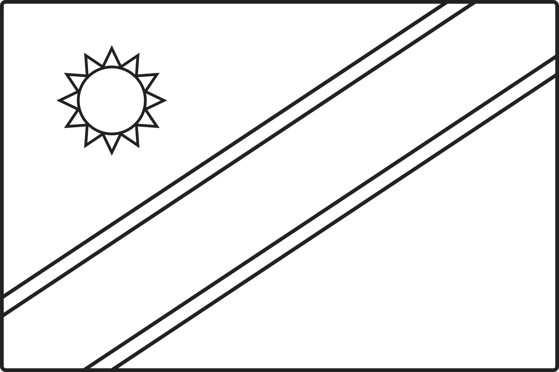 Free printable Namibia flag colouring page outline