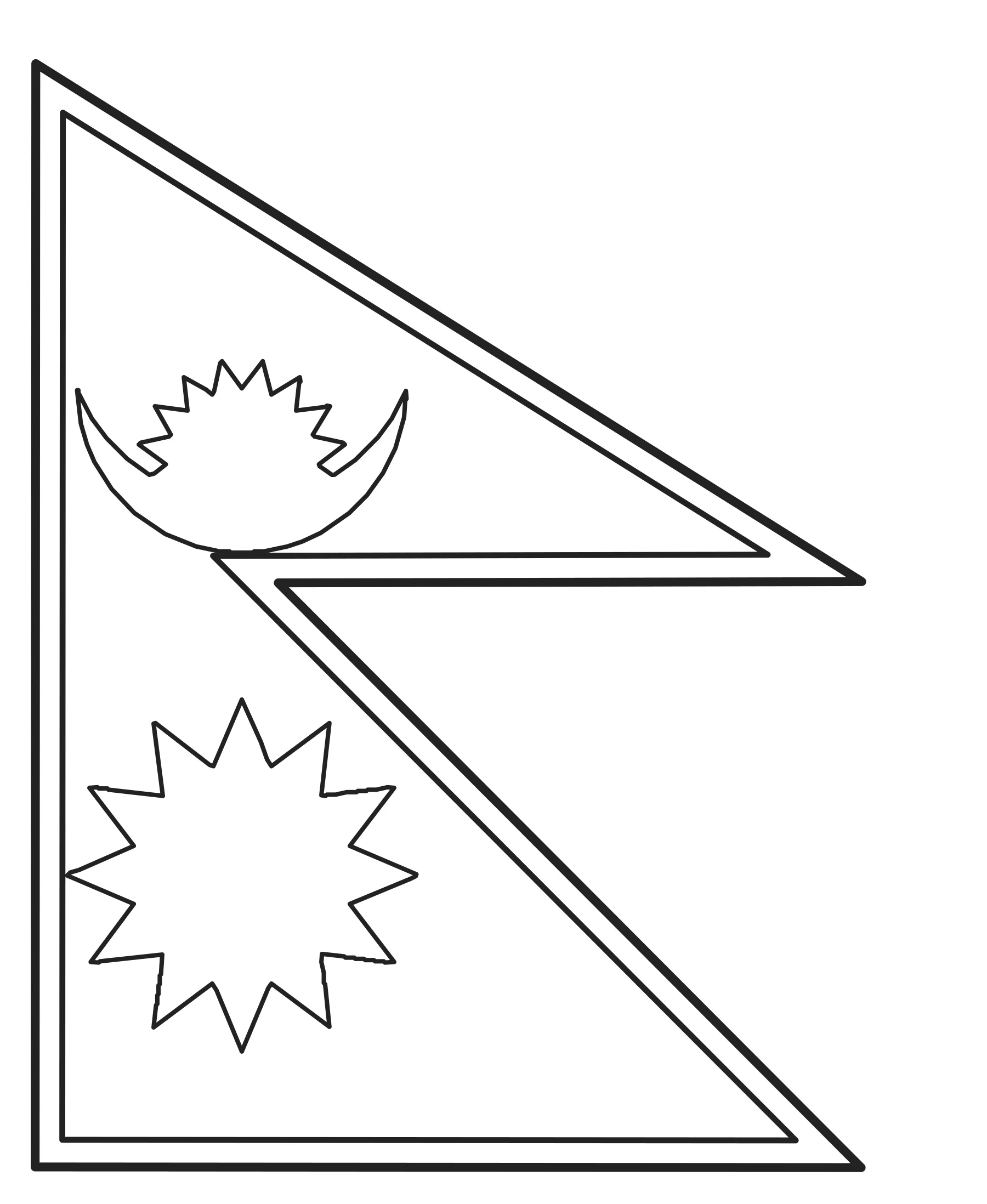 Free printable Nepal flag colouring page outline