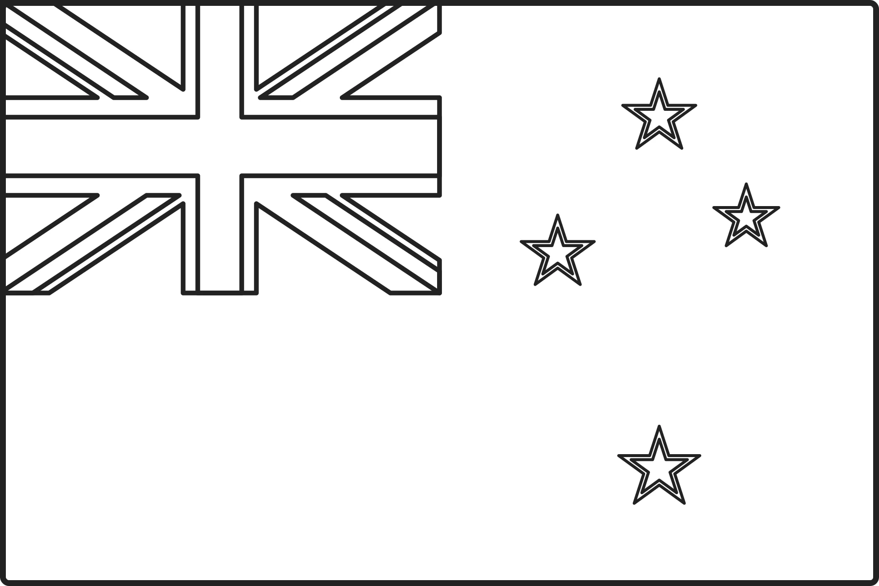Free printable New Zealand flag colouring page outline