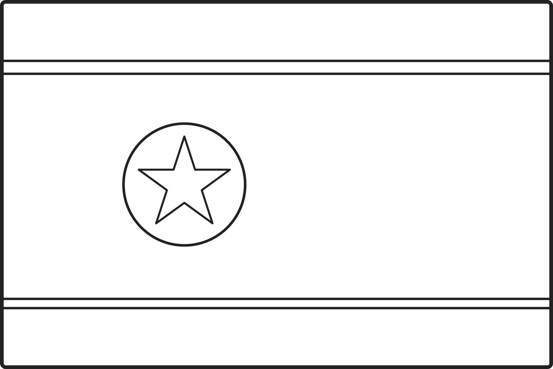 Free printable North Korea flag colouring page outline