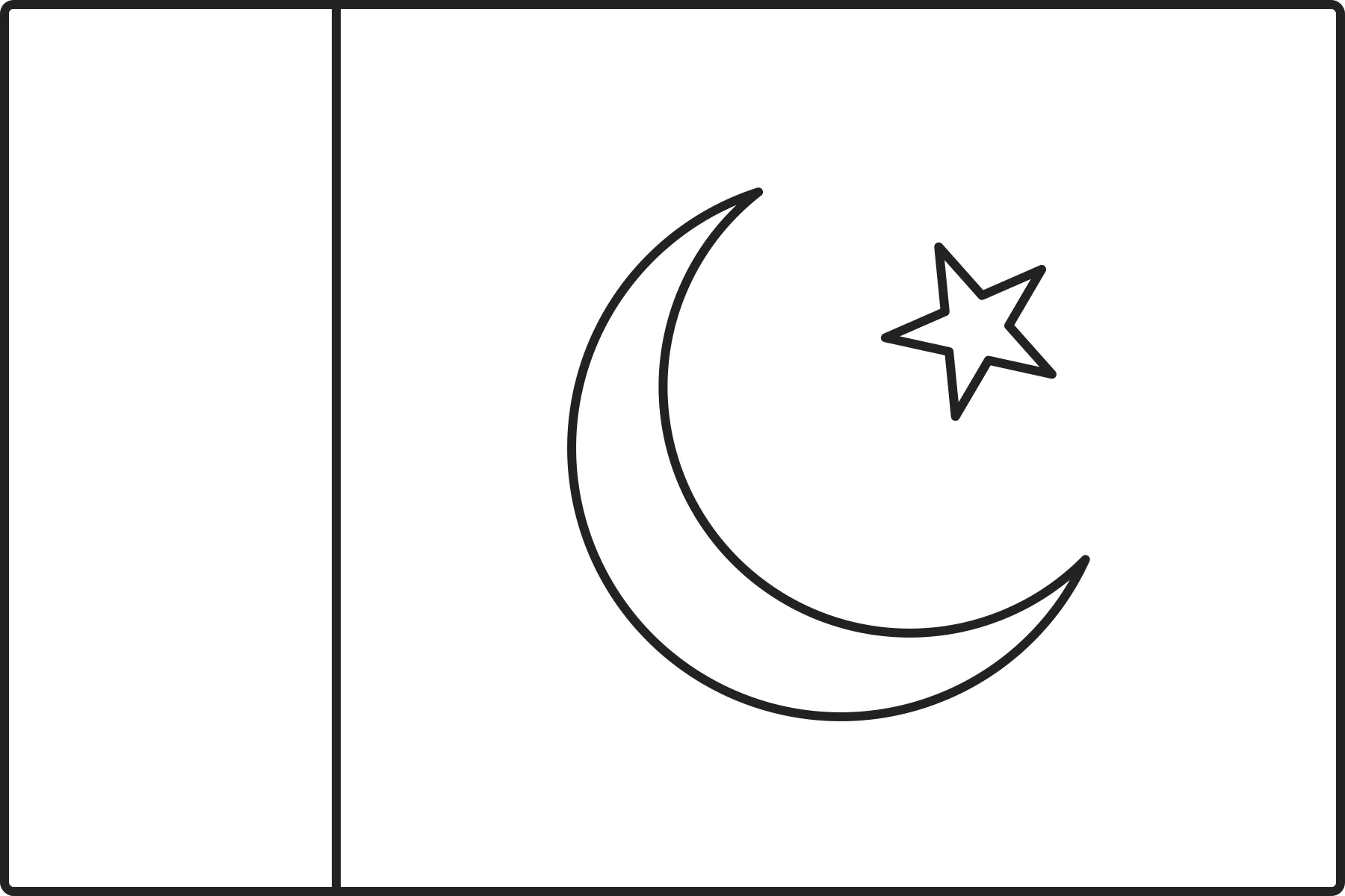Free printable Pakistan flag colouring page outline