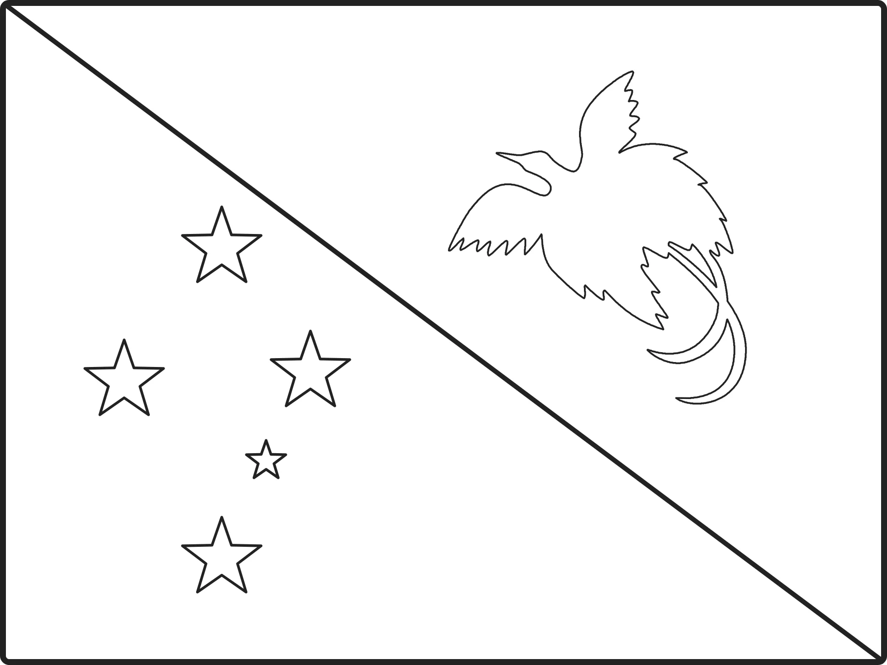 Free printable Papua New Guinea flag colouring page outline