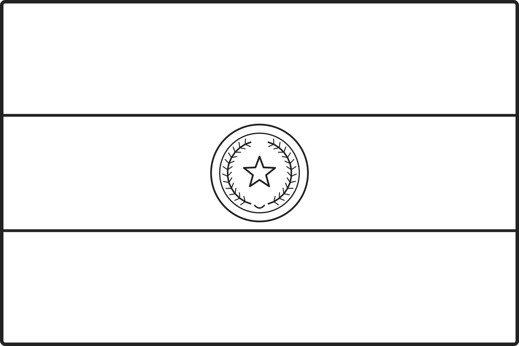 Free printable Paraguay flag colouring page outline