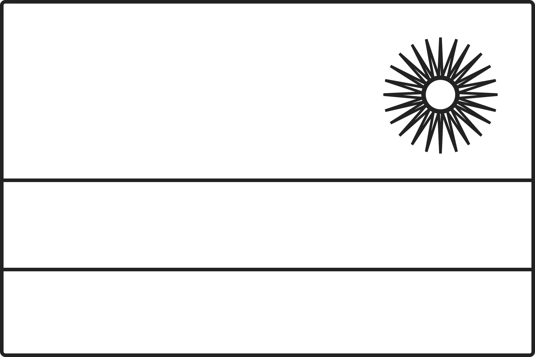 Free printable Rwanda flag colouring page outline