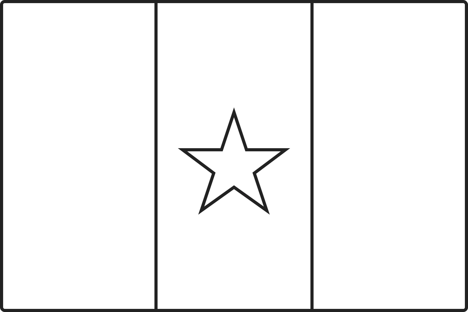 Free printable Senegal flag colouring page outline