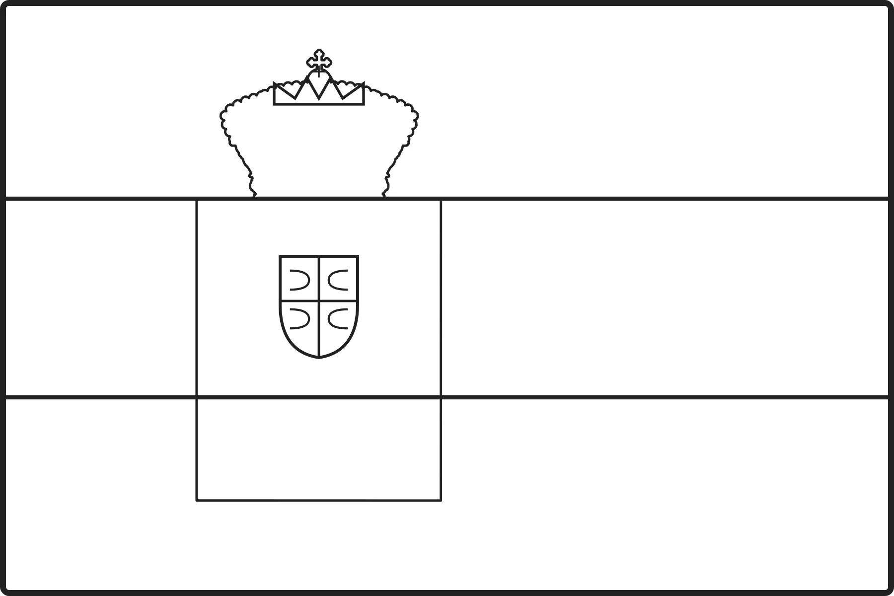 Free printable Serbia flag colouring page outline