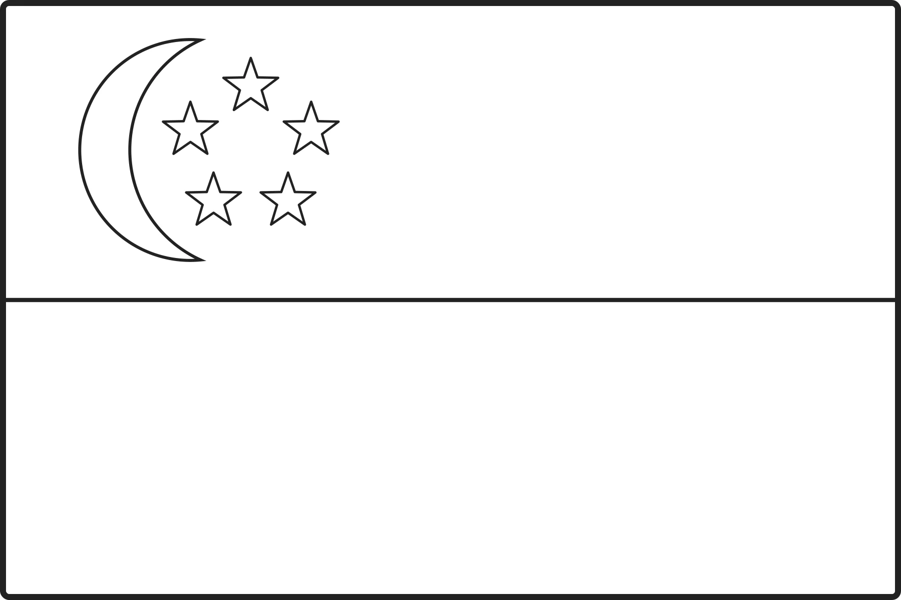 Free printable Singapore flag colouring page outline