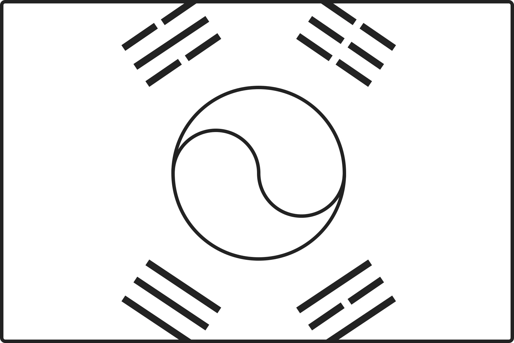 Free printable South Korea flag colouring page outline