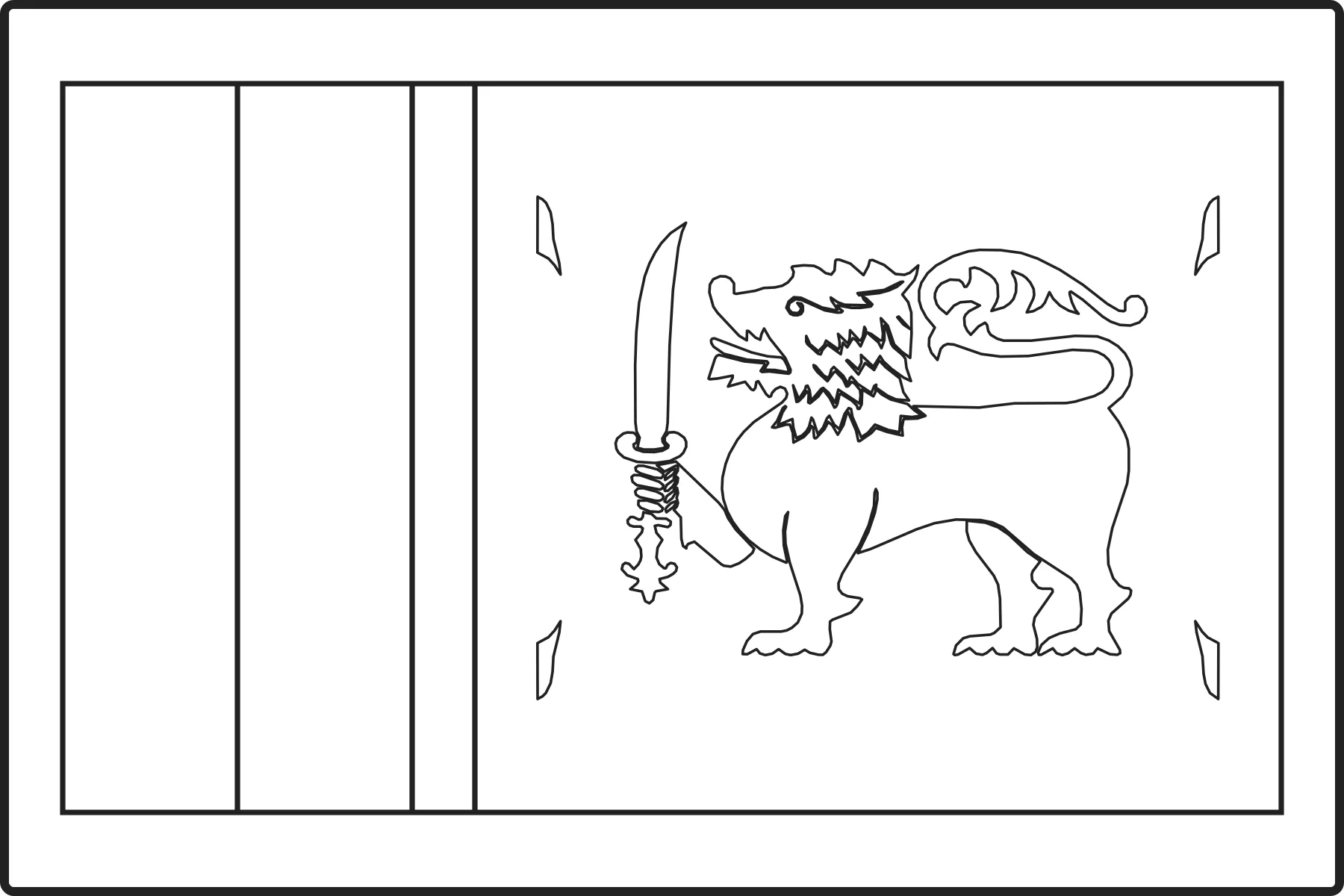 Free printable Sri Lanka flag colouring page outline