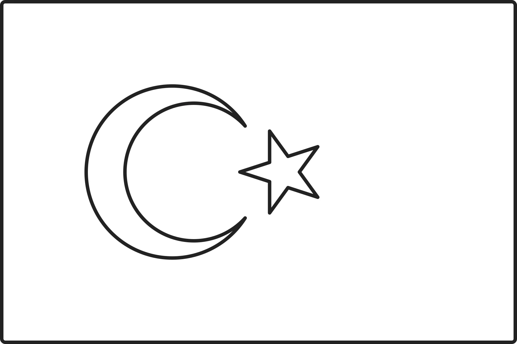 Free printable Turkey flag colouring page outline