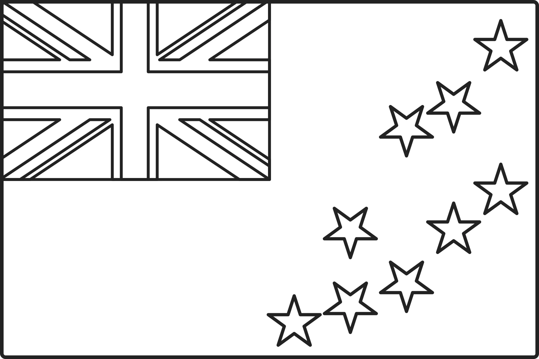 Free printable Tuvalu flag colouring page outline