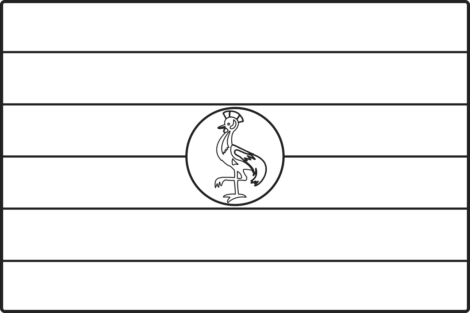 Free printable Uganda flag colouring page outline