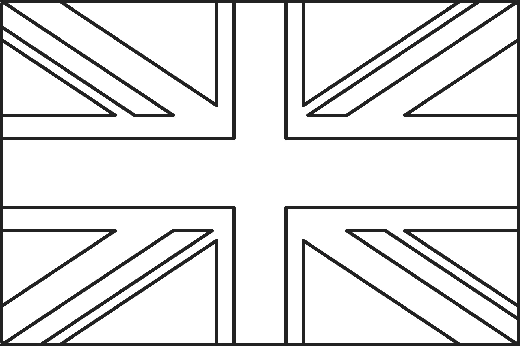 Free printable United Kingdom flag colouring page outline