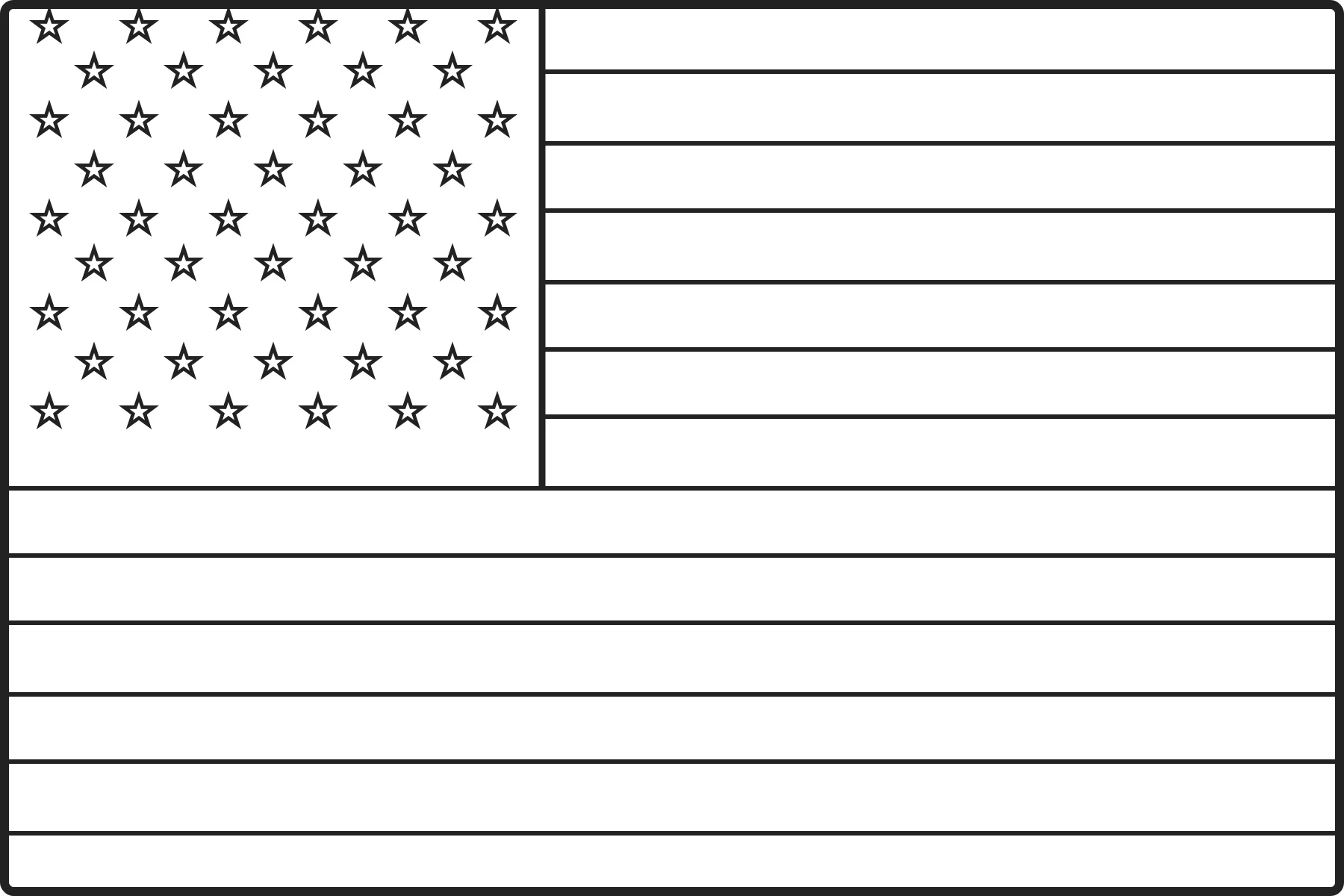 Free printable United States flag colouring page outline