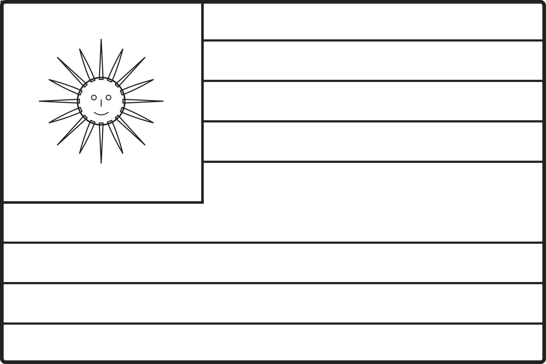 Free printable Uruguay flag colouring page outline