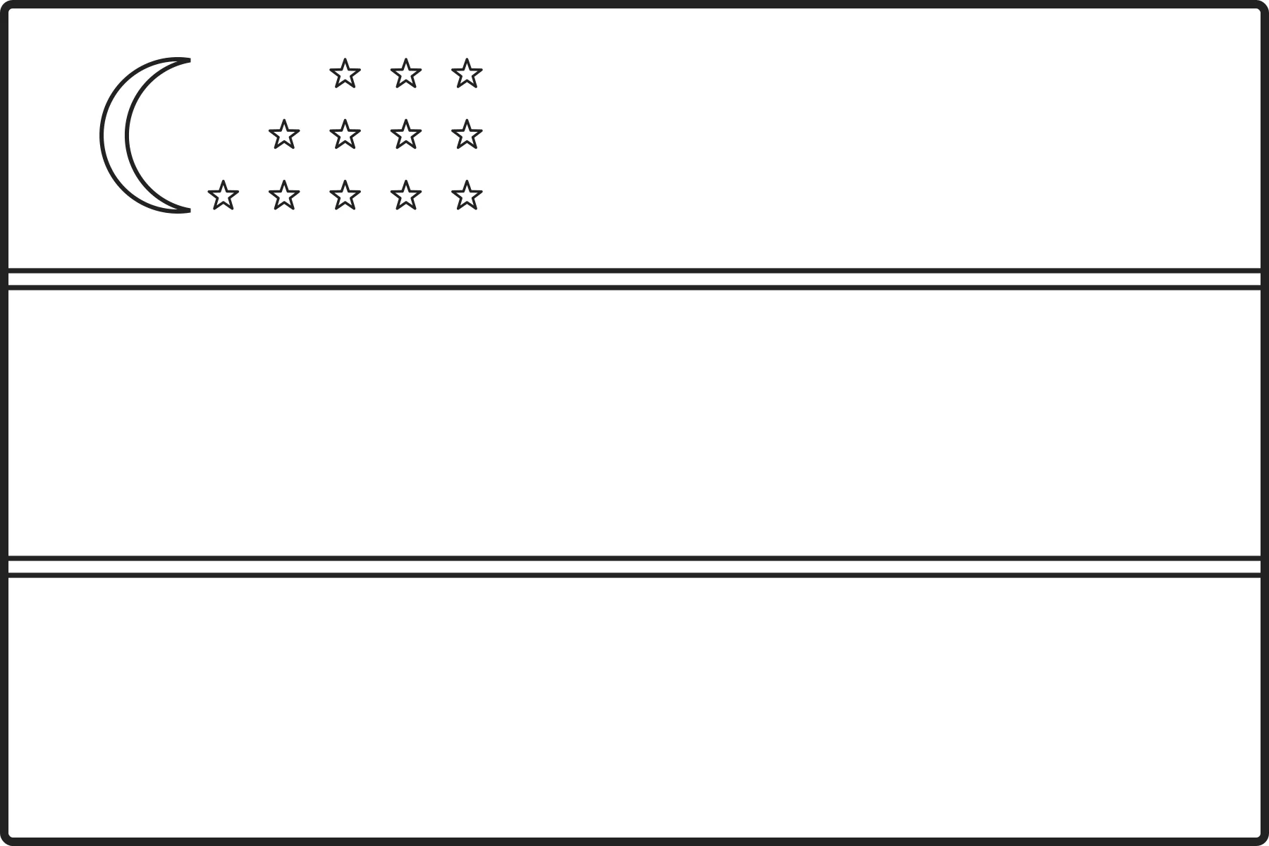 Free printable Uzbekistan flag colouring page outline
